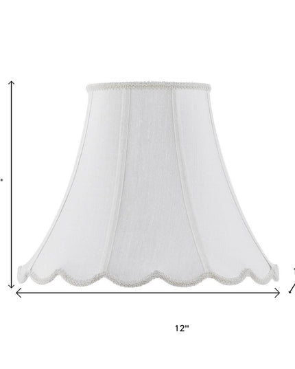 White Linen Piped Bell Lamp Shade