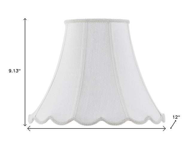 White Linen Piped Bell Lamp Shade