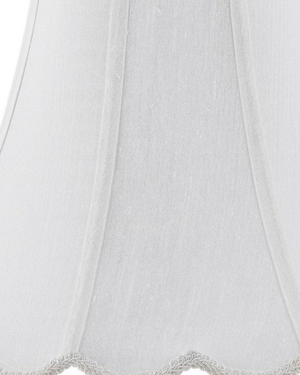 White Linen Piped Bell Lamp Shade