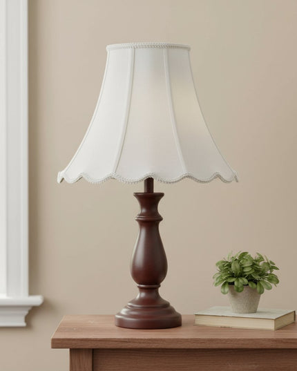 White Linen Piped Bell Lamp Shade