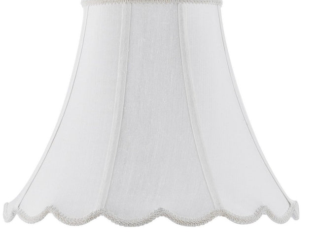 White Linen Piped Bell Lamp Shade