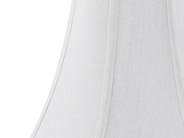 White Linen Piped Bell Lamp Shade