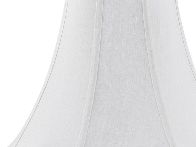 White Linen Piped Bell Lamp Shade