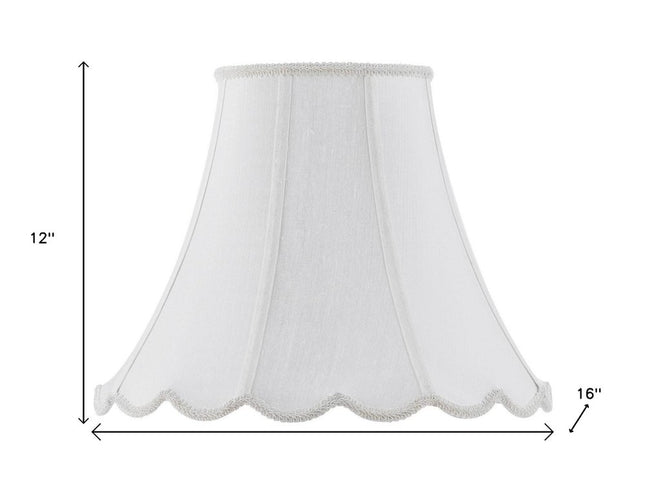 White Linen Piped Bell Lamp Shade