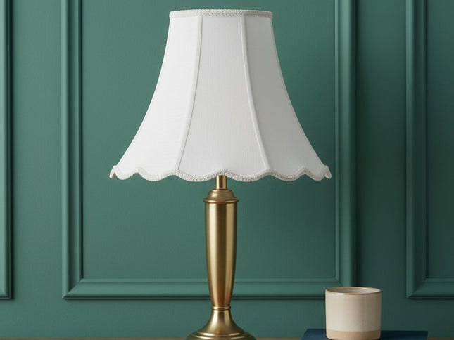 White Linen Piped Bell Lamp Shade