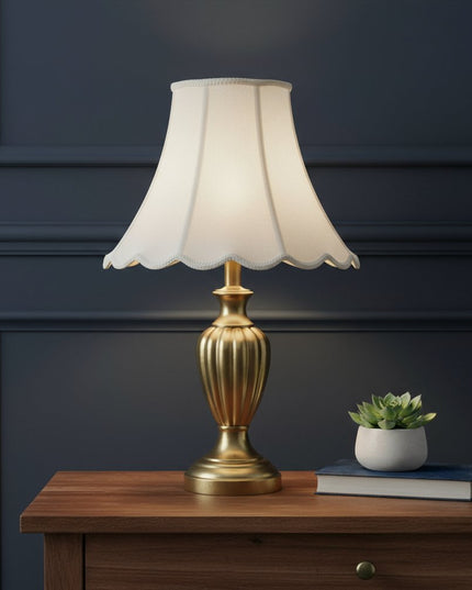 Eggshell Linen Piped Bell Lamp Shade