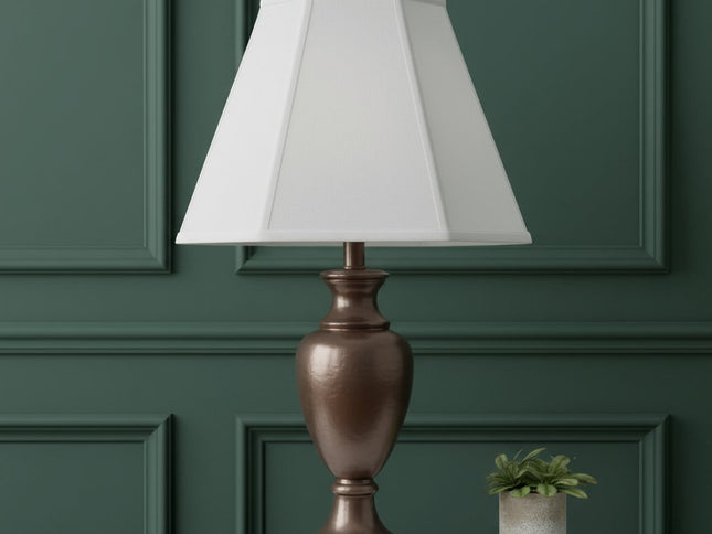 White Linen Piped Empire Lamp Shade