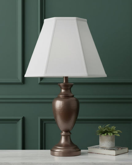 White Linen Piped Empire Lamp Shade