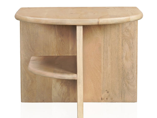 22" Natural Solid Wood Block End Table With Shelf