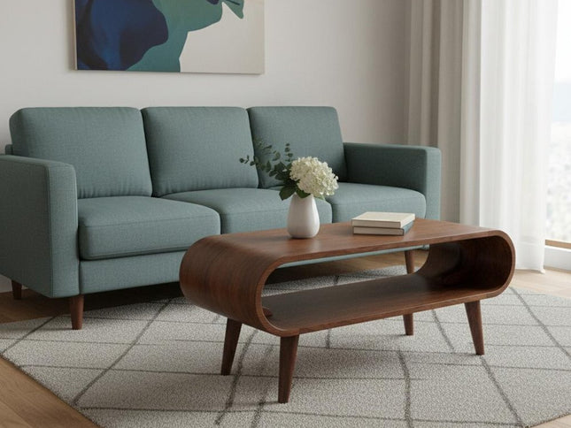 35" Chestnut Solid Wood Coffee Table With Shelf