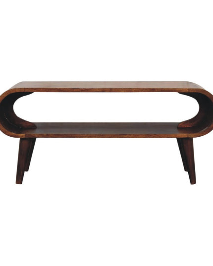 35" Chestnut Solid Wood Coffee Table With Shelf