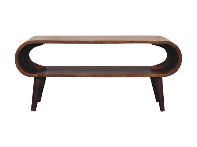 35" Chestnut Solid Wood Coffee Table With Shelf