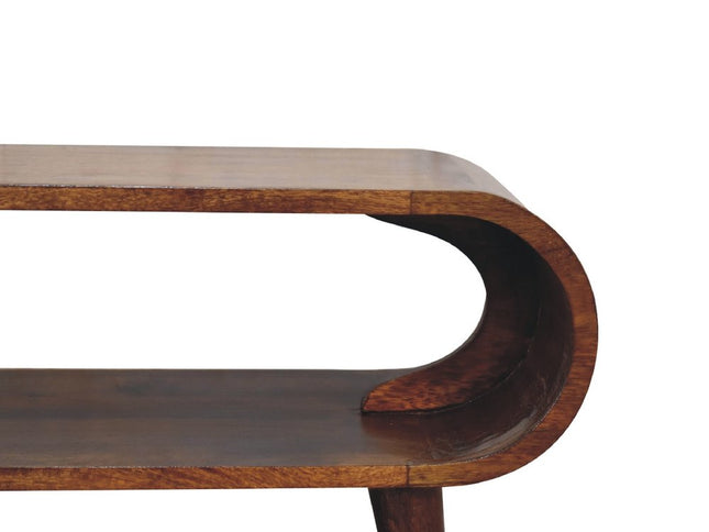 35" Chestnut Solid Wood Coffee Table With Shelf