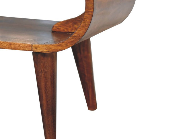 35" Chestnut Solid Wood Coffee Table With Shelf