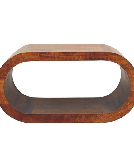 32" Chestnut Solid Wood Floor Shelf Coffee Table With Shelf