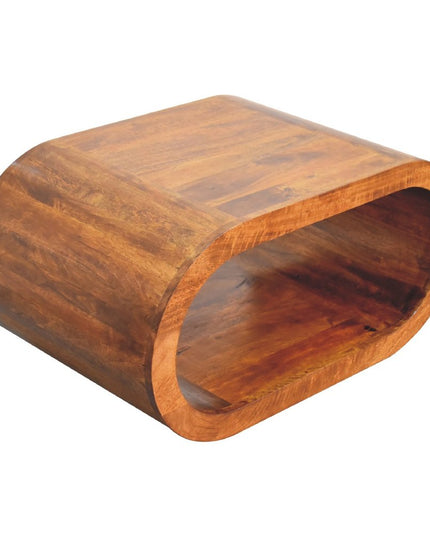 32" Chestnut Solid Wood Floor Shelf Coffee Table With Shelf