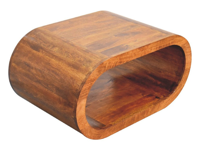 32" Chestnut Solid Wood Floor Shelf Coffee Table With Shelf