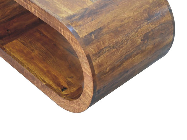 32" Chestnut Solid Wood Floor Shelf Coffee Table With Shelf