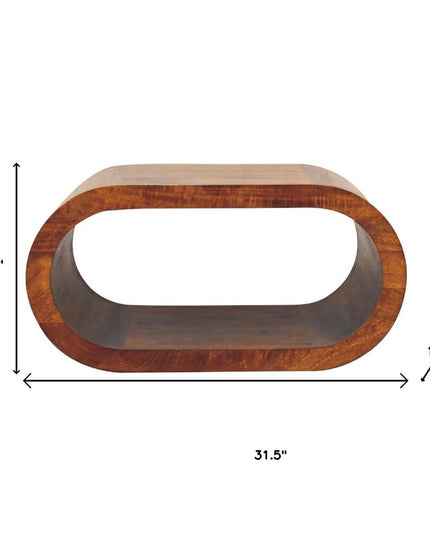 32" Chestnut Solid Wood Floor Shelf Coffee Table With Shelf