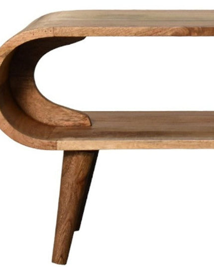 35" Oak Solid Wood Coffee Table With Shelf