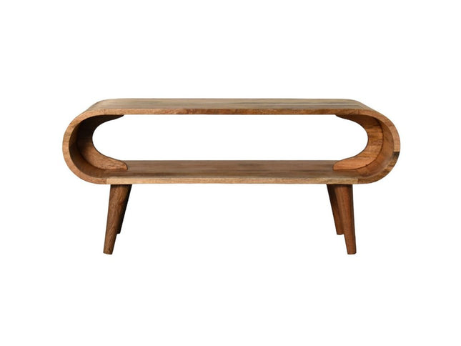 35" Oak Solid Wood Coffee Table With Shelf