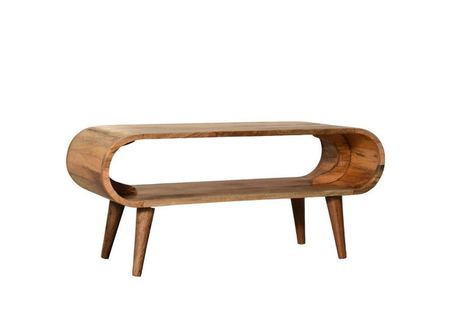 35" Oak Solid Wood Coffee Table With Shelf