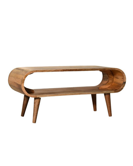 35" Oak Solid Wood Coffee Table With Shelf