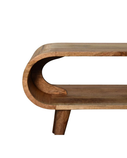 35" Oak Solid Wood Coffee Table With Shelf