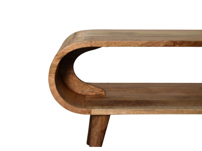 35" Oak Solid Wood Coffee Table With Shelf