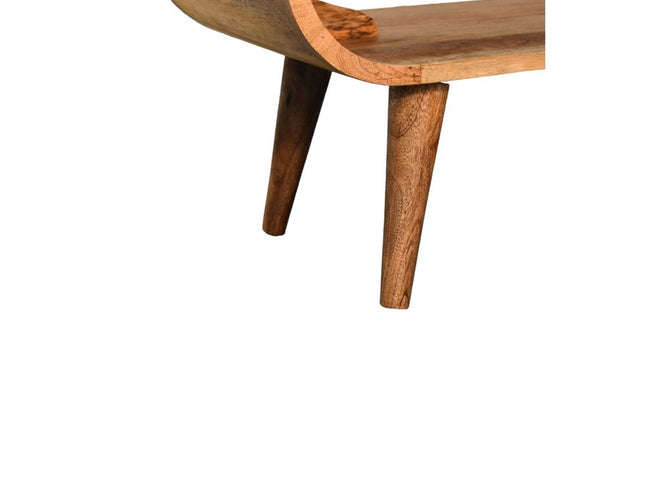 35" Oak Solid Wood Coffee Table With Shelf