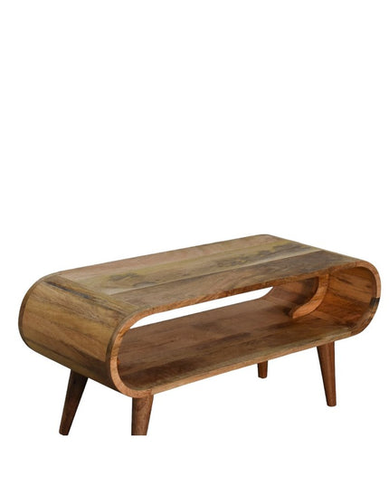 35" Oak Solid Wood Coffee Table With Shelf