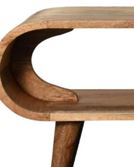 35" Oak Solid Wood Coffee Table With Shelf