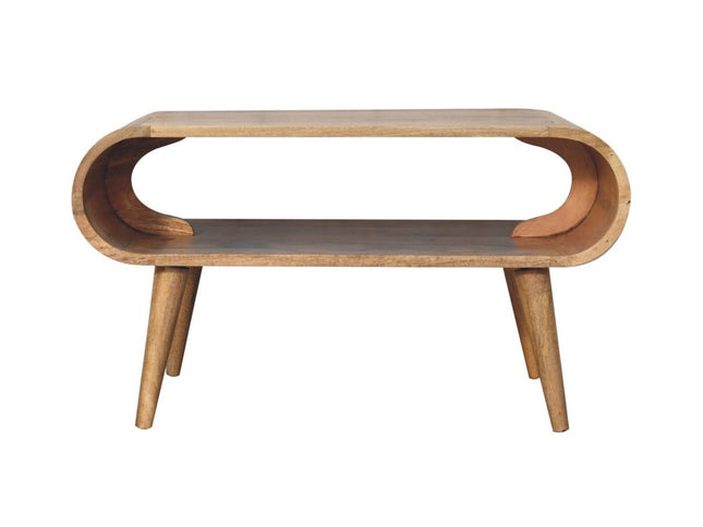 32" Oak Solid Wood Coffee Table With Shelf