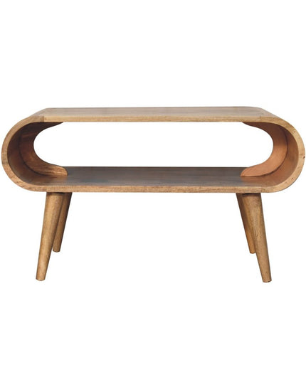 32" Oak Solid Wood Coffee Table With Shelf