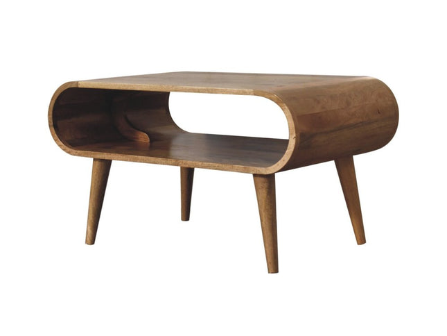 32" Oak Solid Wood Coffee Table With Shelf