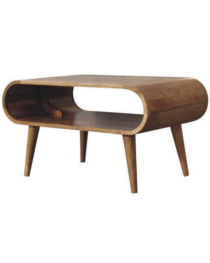 32" Oak Solid Wood Coffee Table With Shelf