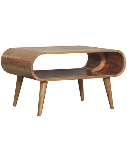 32" Oak Solid Wood Coffee Table With Shelf