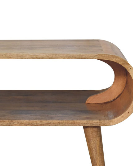 32" Oak Solid Wood Coffee Table With Shelf