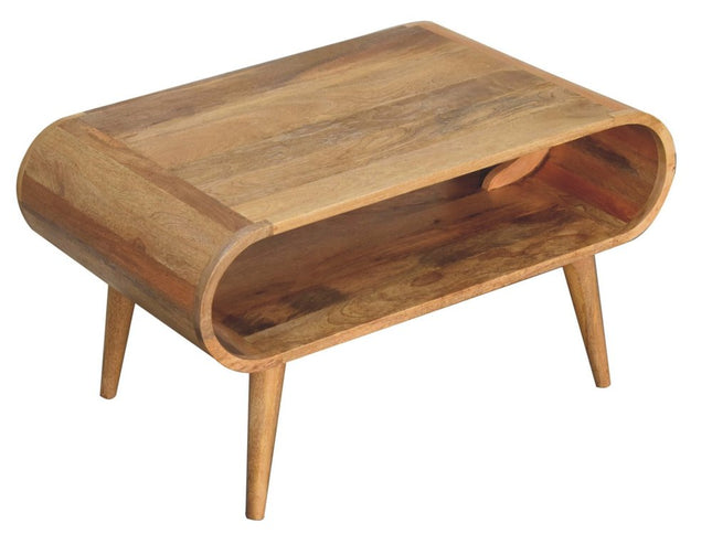 32" Oak Solid Wood Coffee Table With Shelf