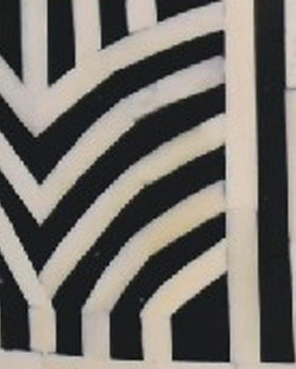 32" Black Bone and Oak Solid Wood Oval Coffee Table With Two Drawers