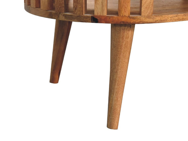 32" Oak Solid Wood Oval Coffee Table With Shelf