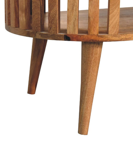 32" Oak Solid Wood Oval Coffee Table With Shelf