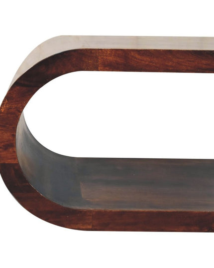 32" Walnut Solid Wood Floor Shelf Coffee Table With Shelf