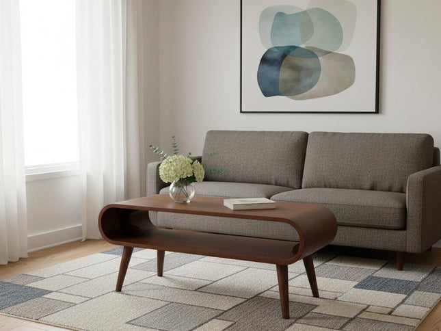 32" Chestnut Solid Wood Coffee Table With Shelf