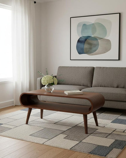 32" Chestnut Solid Wood Coffee Table With Shelf