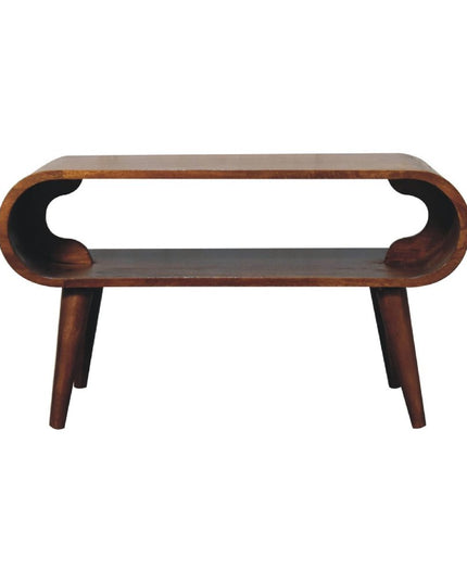 32" Chestnut Solid Wood Coffee Table With Shelf