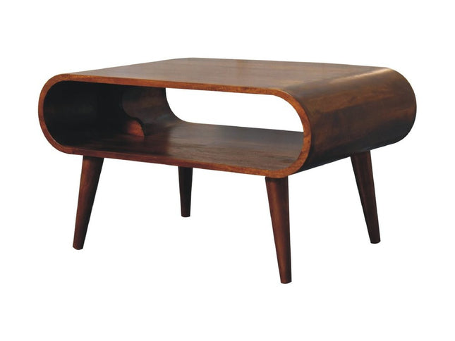 32" Chestnut Solid Wood Coffee Table With Shelf