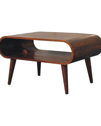 32" Chestnut Solid Wood Coffee Table With Shelf