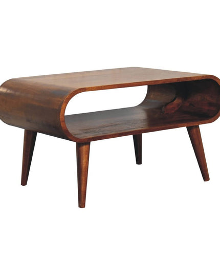 32" Chestnut Solid Wood Coffee Table With Shelf