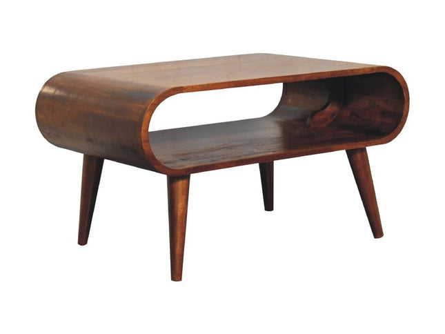 32" Chestnut Solid Wood Coffee Table With Shelf